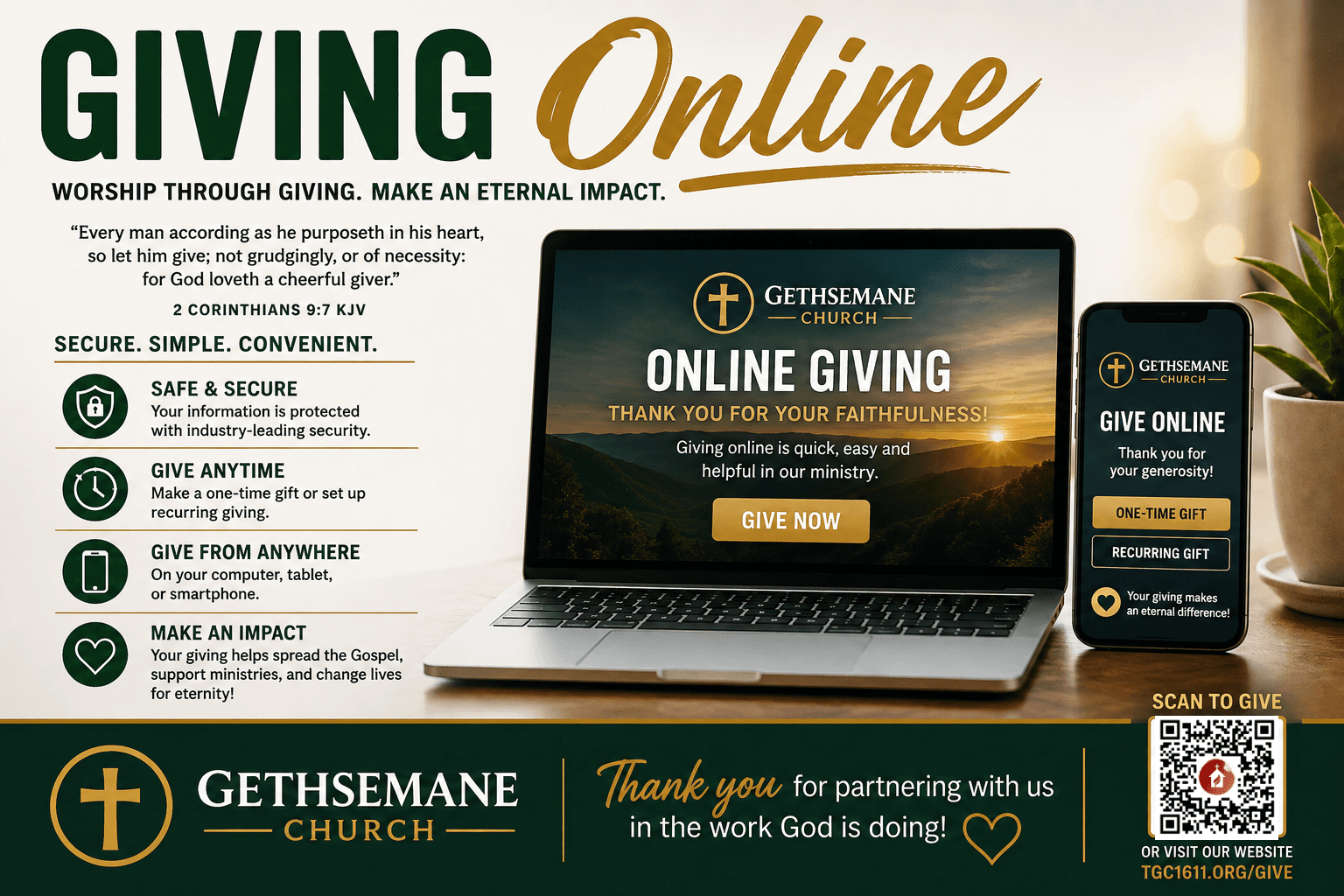 Gethsemane Church Giving Online information graphic