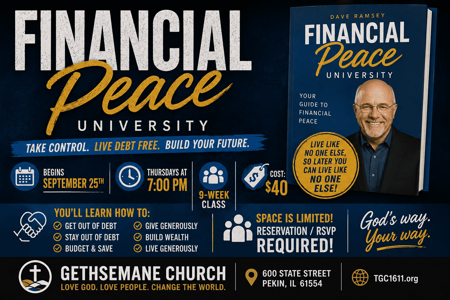 Financial Peace University event at Gethsemane Church in Pekin Illinois