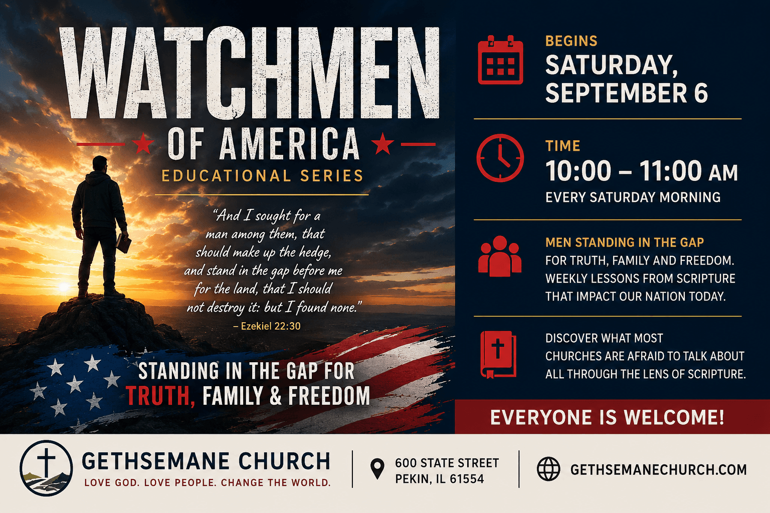 Watchmen of America event at Gethsemane Church in Pekin Illinois